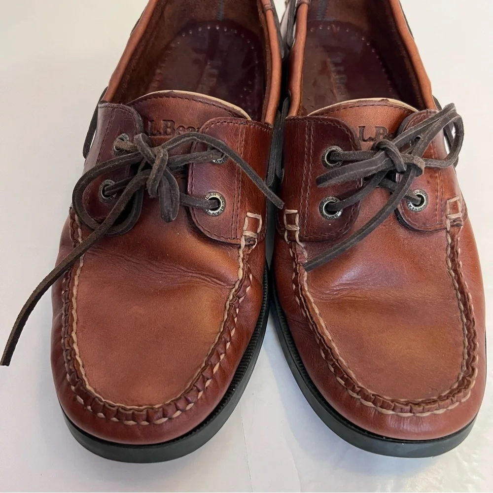 L.L. Bean Men's Casco Bay Leather Moc Boat Shoes Canyon Size 10